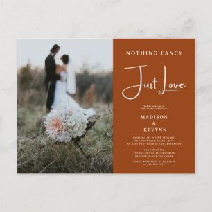 Nothing Fancy Just Love Elopement Photo Invitation Postcard