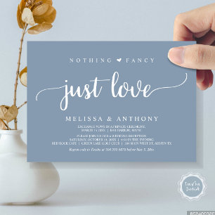Nothing Fancy Just Love, Elopement, Rustic Wedding Invitation
