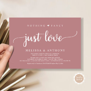 Nothing Fancy Just Love, Elopement, Rustic Wedding Invitation