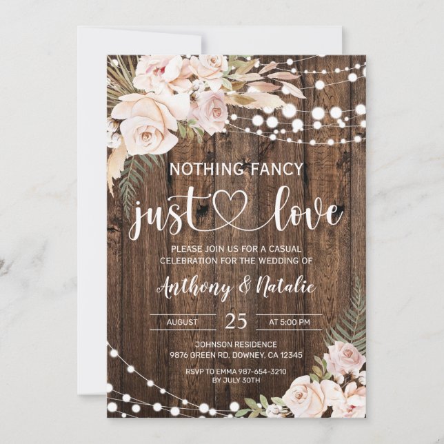 Nothing Fancy Just Love Elopement Wedding Invitation (Front)