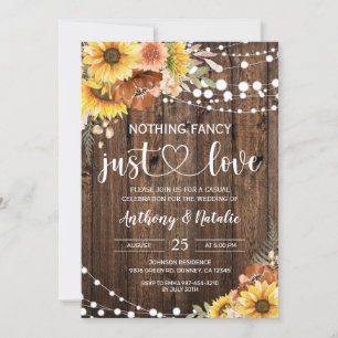 Nothing Fancy Just Love Elopement Wedding Invitation