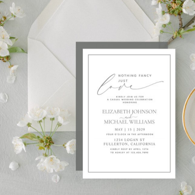 Nothing Fancy Just Love Eucalyptus Casual Wedding Invitation (Creator Uploaded)