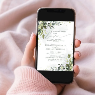 Nothing Fancy Just Love Eucalyptus Green Photo Invitation