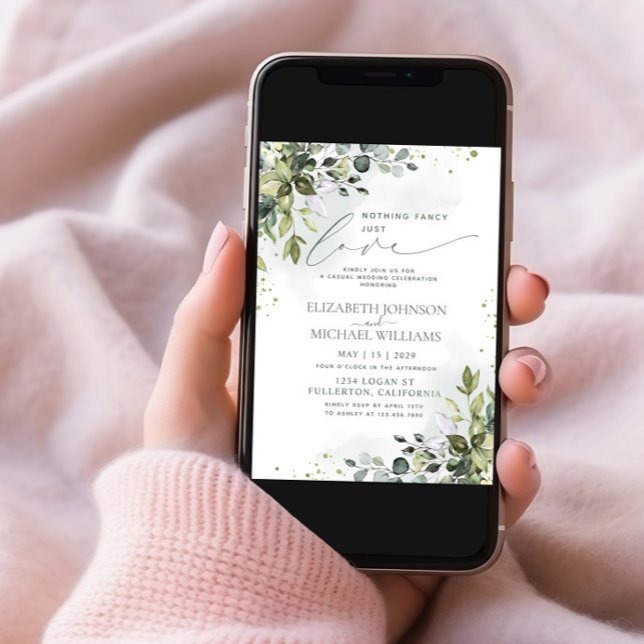 Nothing Fancy Just Love Eucalyptus Green Photo Invitation (Creator Uploaded)