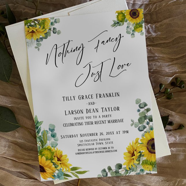 Nothing Fancy, Just Love Eucalyptus Sunflower Invitation (Creator Uploaded)
