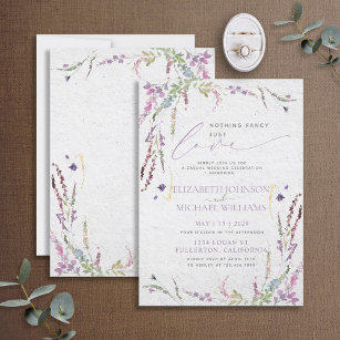 Nothing Fancy Just Love Floral Casual Wedding Invitation