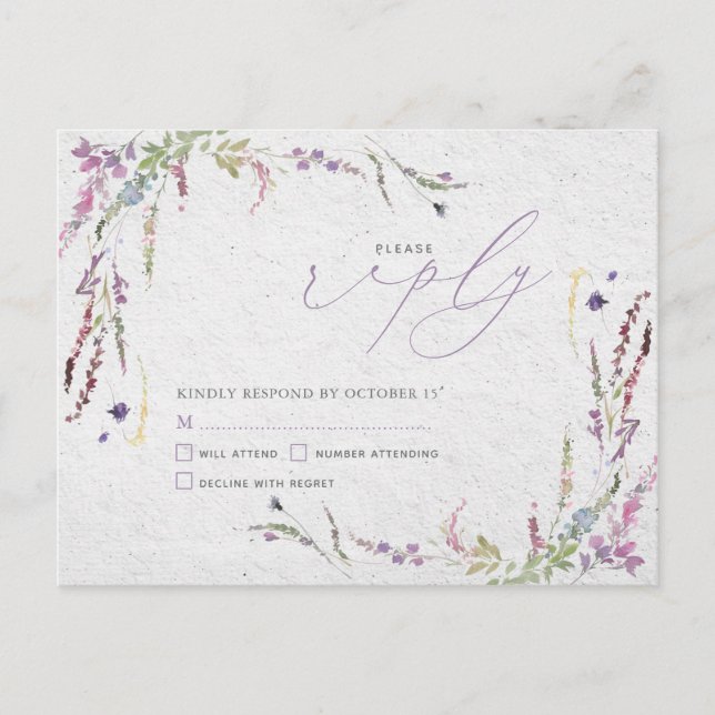 Nothing Fancy Just Love Floral Casual Wedding RSVP Invitation Postcard (Front)