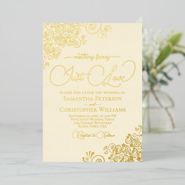 Nothing Fancy Just Love Gold & Cream Wedding (Standing Front)