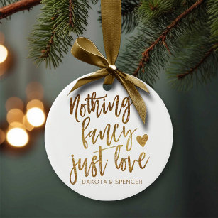 Nothing Fancy Just Love   Gold Heart Micro Wedding Ceramic Tree Decoration