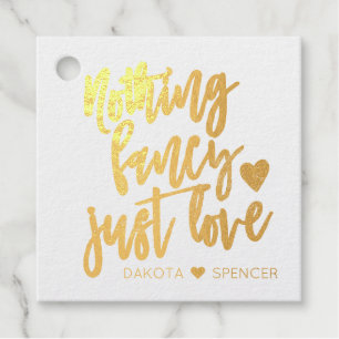 Nothing Fancy Just Love Gold Heart Micro Wedding Favour Tags
