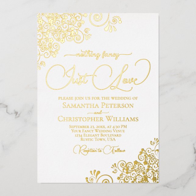 Nothing Fancy Just Love Gold & White Wedding (Front)