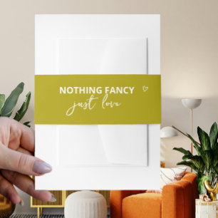 Nothing Fancy Just Love Groovy Green Wedding Invitation Belly Band