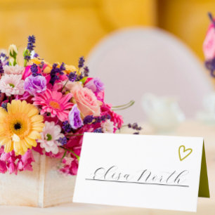 Nothing Fancy Just Love Groovy Green Wedding Place Card