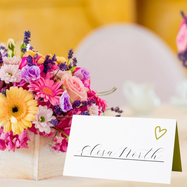 Nothing Fancy Just Love Groovy Green Wedding Place Card (Nothing Fancy Just Love Groovy 70s Retro Wedding Place Cards from Ricaso. Handwritten by you)