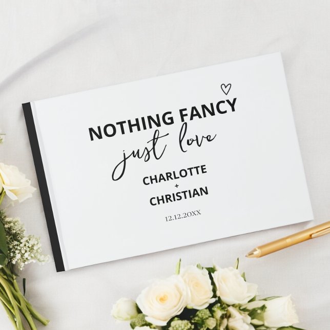 Nothing Fancy Just Love Guest Book (Nothing Fancy Just Love Wedding Guest Book from Ricaso. A simple modern design for the trendy couple)