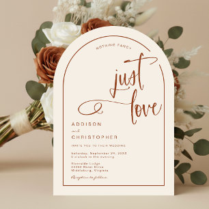 Nothing Fancy Just Love Handwritten Script Wedding Invitation