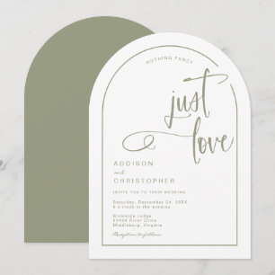Nothing Fancy Just Love Handwritten Script Wedding Invitation