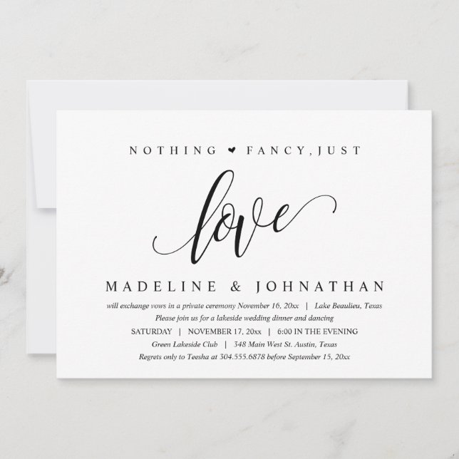 Nothing Fancy, Just Love Happily Ever After Party Invitation (Front)