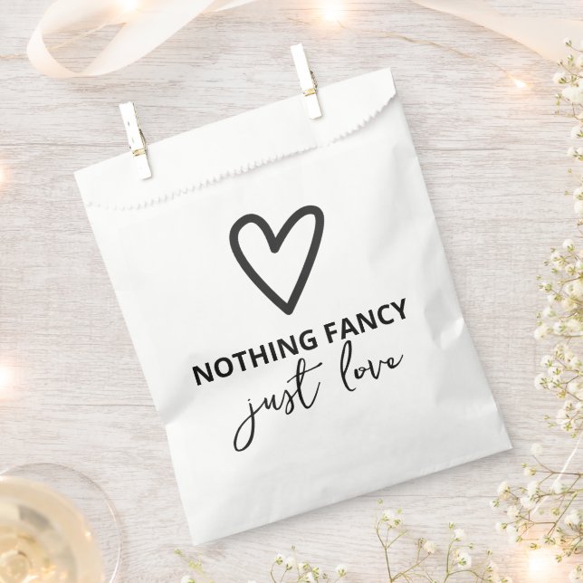 Nothing Fancy Just Love Heart Pattern Wedding Favour Bags (Clipped)