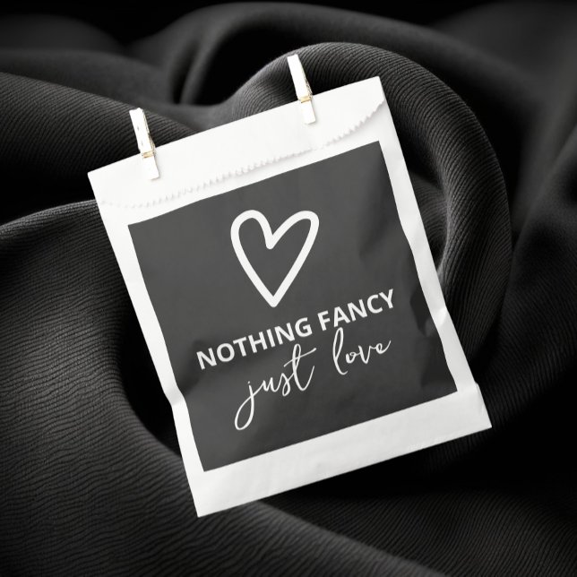 Nothing Fancy Just Love Heart Pattern Wedding Favour Bags (Nothing Fancy Just Love Heart Pattern Wedding Favor Bags from Ricaso. Dark grey & white)