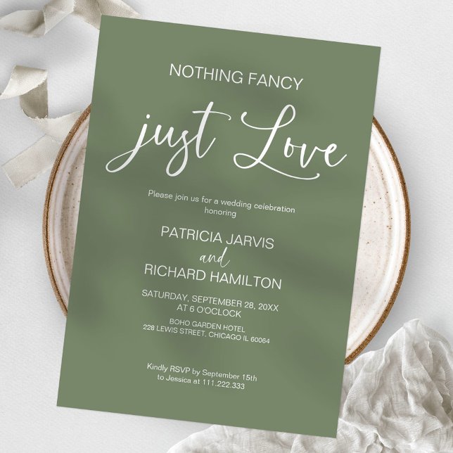 Nothing Fancy Just Love Intimate Wedding Invitation (Creator Uploaded)