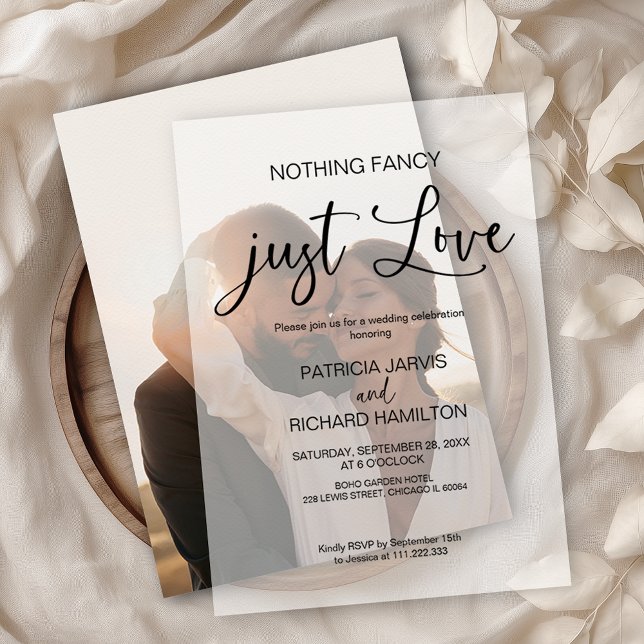 Nothing Fancy Just Love Intimate Wedding Vellum Invitations (Creator Uploaded)