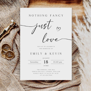 Nothing Fancy Just Love Invitation, Elopement Rece Invitation