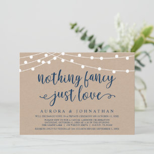 Nothing Fancy, Just Love, Kraft Wedding Elopement  Invitation