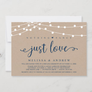 Nothing Fancy, Just Love, Kraft Wedding Elopement  Invitation