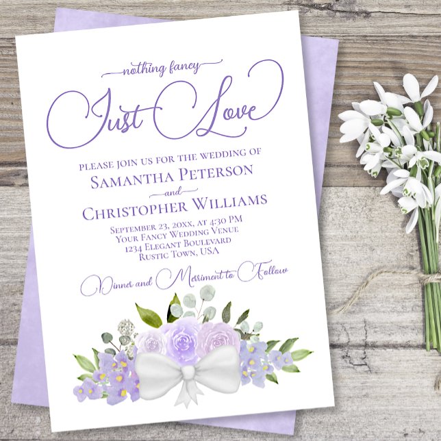 Nothing Fancy Just Love Lavender Floral Wedding Invitation (Creator Uploaded)