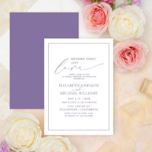 Nothing Fancy Just Love Lilac Lavender Wedding Invitation