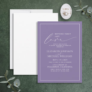 Nothing Fancy Just Love Lilac Lavender Wedding Invitation
