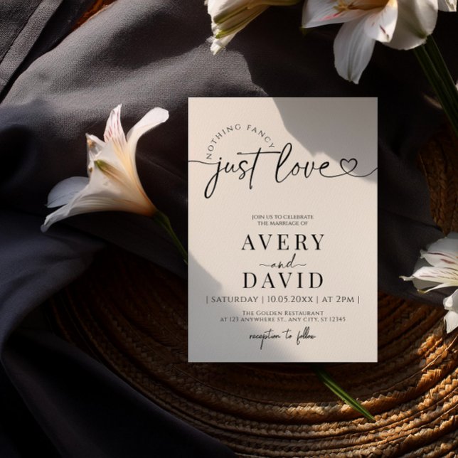 Nothing Fancy Just Love Minimal Wedding  Invitation (Creator Uploaded)