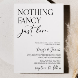 Nothing Fancy Just Love Minimalist Casual Wedding Invitation