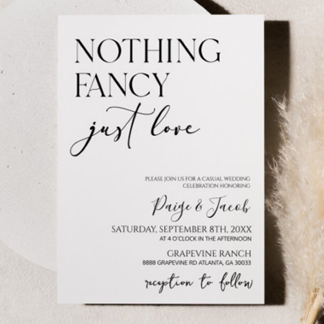 Nothing Fancy Just Love Minimalist Casual Wedding Invitation (Creator Uploaded)