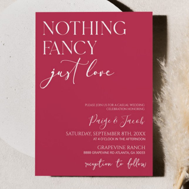 Nothing Fancy Just Love Minimalist Casual Wedding Invitation (Creator Uploaded)