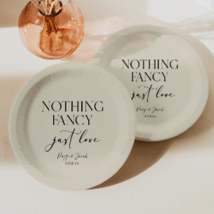 Nothing Fancy Just Love Minimalist Casual Wedding Paper Plate