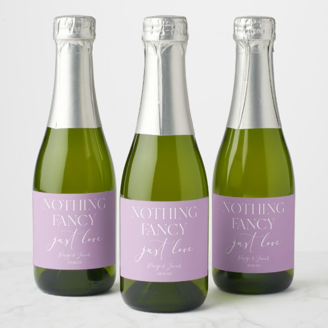 Nothing Fancy Just Love Minimalist Casual Wedding Sparkling Wine Label (Bottles)