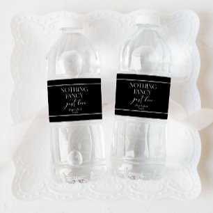 Nothing Fancy Just Love Minimalist Casual Wedding Water Bottle Label