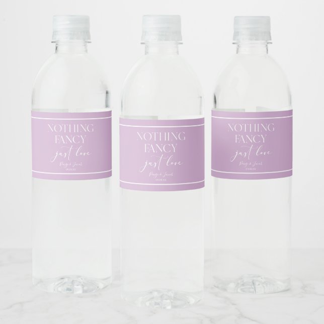 Nothing Fancy Just Love Minimalist Casual Wedding Water Bottle Label (Bottles)