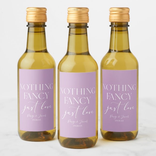 Nothing Fancy Just Love Minimalist Casual Wedding Wine Label (Bottles)