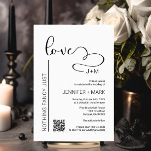 Nothing Fancy Just Love Minimalist Heart + QR code Invitation