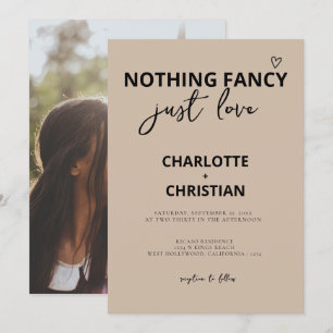 Nothing Fancy Just Love Minimalist Kraft Wedding Invitation