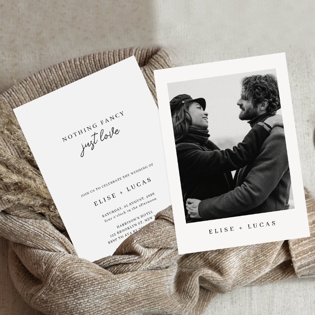 Nothing Fancy Just Love Minimalist Photo Wedding Invitation (Creator Uploaded)