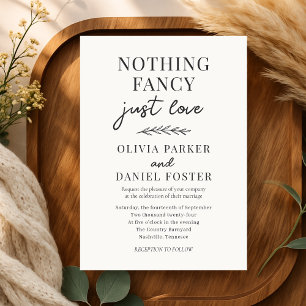 Nothing Fancy Just Love Minimalist Simple Wedding Invitation