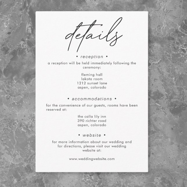 Nothing Fancy Just Love Minimalist Wedding Details Enclosure Card (Nothing Fancy Just Love Minimalist Wedding Details Enclosure Card)