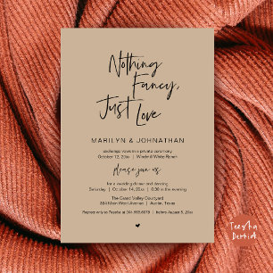 Nothing Fancy Just Love Minimalist Wedding Dinner Invitation