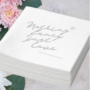 Nothing Fancy Just Love Minimalist Wedding Foil Napkins