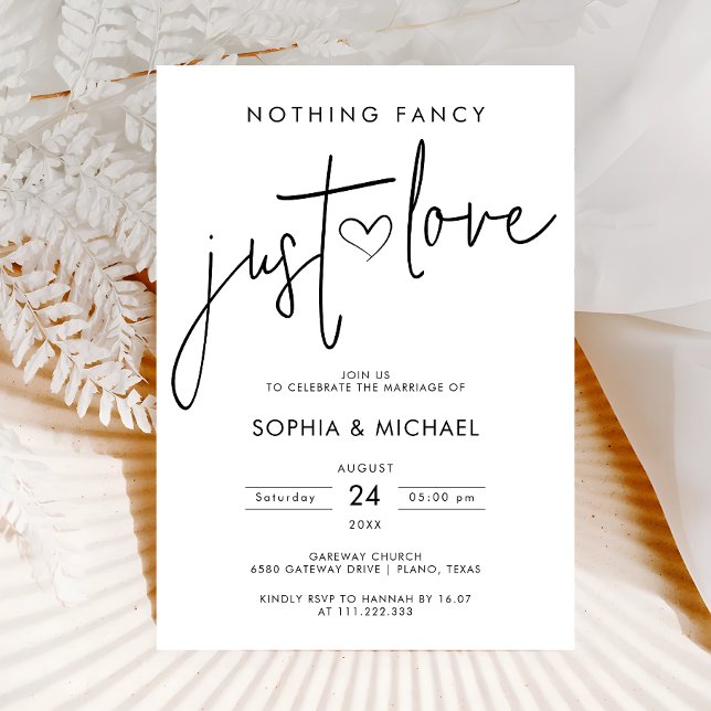 Nothing Fancy Just Love Minimalist Wedding Invitation (Creator Uploaded)