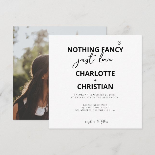Nothing Fancy Just Love Minimalist Wedding Invitation (Front/Back)